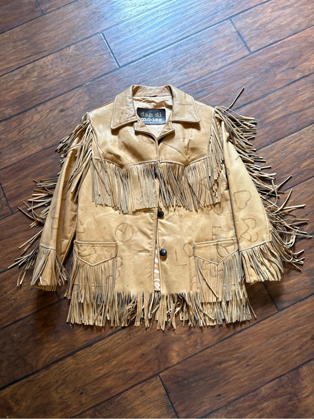 Tan Leather Fringe Jacket